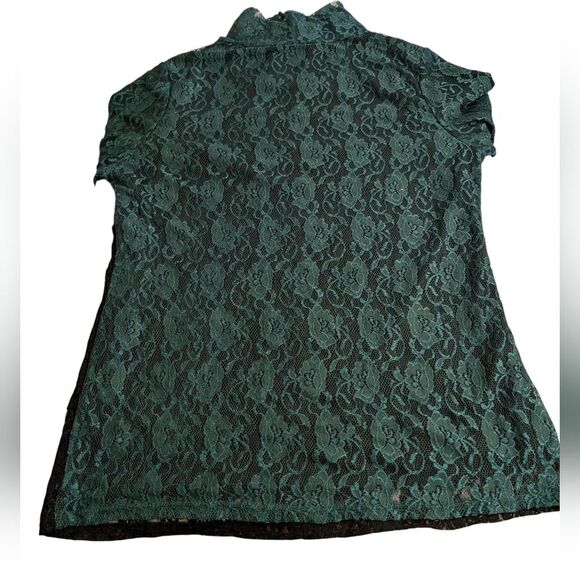 JC Italy Emerald Green Colorblock Lace Mockneck Turtleneck - Picture 6 of 9